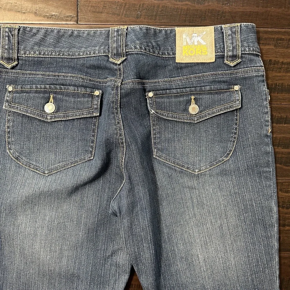Michael Kors Women's Bootcut Jeans Size 10 Button Flap Pockets Medium Wash